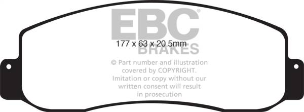 EBC - EBC 05-07 Ford F250 (inc Super Duty) 5.4 (2WD) Ultimax2 Front Brake Pads - UD1069