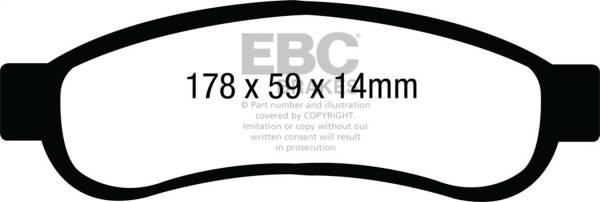 EBC - EBC 08-10 Ford F250 (inc Super Duty) 5.4 (2WD) Ultimax2 Rear Brake Pads - UD1334