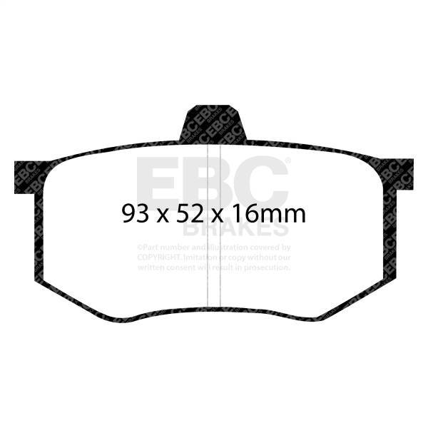 EBC - EBC 08-16 Mitsubishi Lancer Evo 10 2.0 Turbo (1 piece rotor) Ultimax2 Rear Brake Pads - UD1368