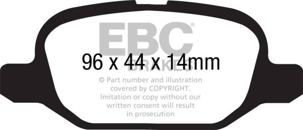 EBC - EBC 11+ Fiat 500 1.4 (ATE Calipers) Ultimax2 Rear Brake Pads - UD1569