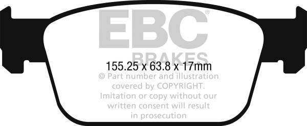 EBC - EBC 17+ Audi A4 2.0L Turbo (B9) Ultimax Front Brake Pads - UD1953