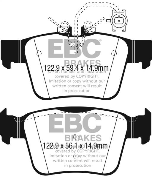 EBC - EBC 17+ Alfa Romeo Giulia 2.0L Turbo Ultimax Rear Brake Pads - UD1989
