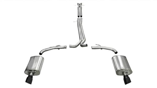 CORSA Performance - Corsa 2010-2019 Ford Taurus SHO 3.5L V6 Turbo Sport Cat-Back Exhaust w/ Dual 4in Black Tips - 14315BLK