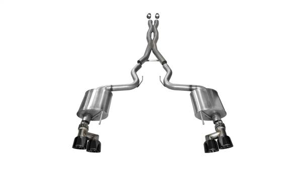 CORSA Performance - Corsa 2015-2017 Ford Mustang GT 5.0 3in Cat Back Exhaust Black Quad Tips (Sport) - 14337BLK