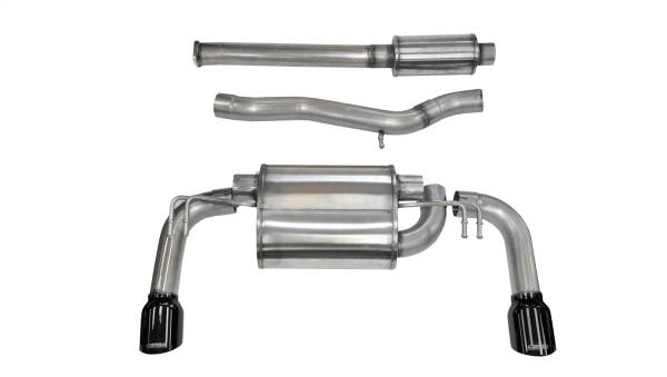 CORSA Performance - Corsa 2008-2015 Mitsubishi Lancer Evolution X Sedan 2.0L Black Sport Dual Rear Cat-Back Exhaust - 14858BLK