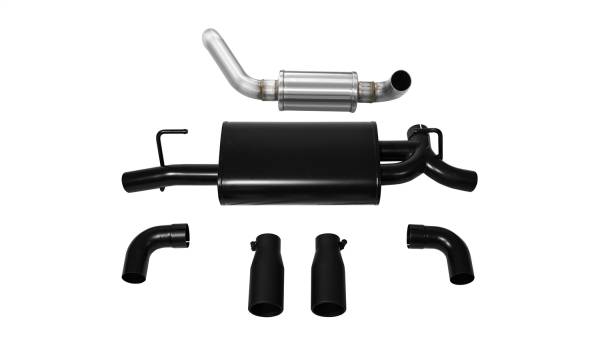 CORSA Performance - Corsa 2018-2024 Jeep Wrangler JL 2.5in Dual Rear Exit Black Tips Touring Axle-Back Exhaust - 21016BLK