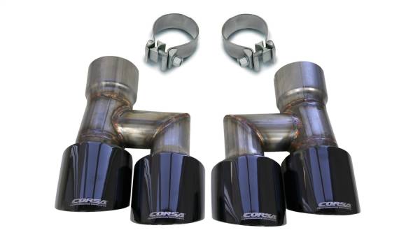 CORSA Performance - Corsa 2018-2023 Ford Mustang Eco 2.3L Twin 4in Black PVD Pro-Series Tip Kit (Clamps Included) - 21038BLK