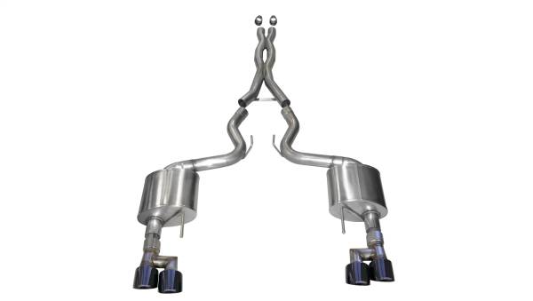 CORSA Performance - Corsa 18-23 Ford Mustang 5.0L V8 3in Sport Cat-Back Dual Rear Exit w/ 4in Black PVD Pro-Series Tips - 21042BLK