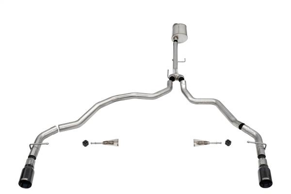 CORSA Performance - Corsa 2021-2024 Ford F-150 Regular Cab/ 8in Bed 5.0L V8 Sport Cat-Back Dual Rear Exit-BlackPVD - 21155BLK