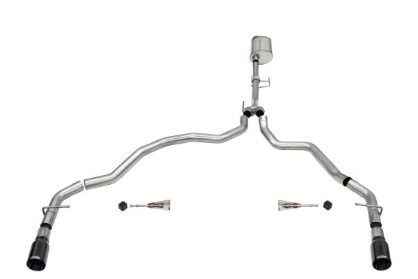 CORSA Performance - Corsa 2021-2024 Ford F-150 Regular Cab/ 8in Bed 3.5L V6 Sport Cat-Back Dual Rear Exit-BlackPVD - 21164BLK
