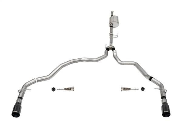 CORSA Performance - Corsa 2021-2024 Ford F-150 SuperCab/6.5in Bed 3.5L V6 Sport Cat-Back Dual Rear Exit-Black PVD - 21167BLK