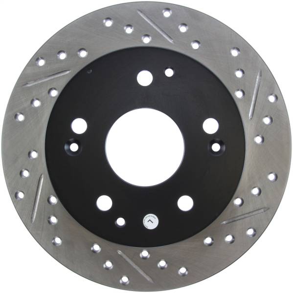 Stoptech - StopTech 02-06 Acura RSX Incl. Type S / 97-01 Integra Type R Slotted & Drilled Left Rear Rotor - 127.40042L