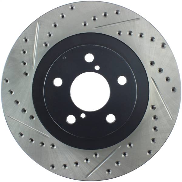 Stoptech - StopTech 02-10 Subaru WRX Slotted & Drilled Right Front Rotor (exc. STi) - 127.47018R