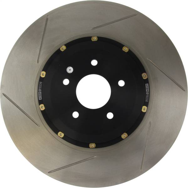 Stoptech - StopTech 09-11 Nissan GT-R Front Right Slotted Bare Iron 380x34mm Aero-Rotor Kit - 129.42104.14