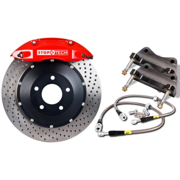Stoptech - StopTech Big Brake Kit Red Caliper Drilled Two-Piece Zinc Coated Rotor Front 83.648.4300.72