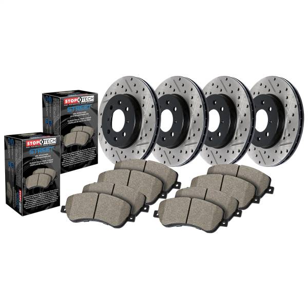 Stoptech - StopTech Street Axle Pack Drilled and Slotted 4 Wheel Brake Kit 935.44035