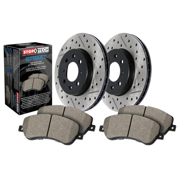 Stoptech - StopTech Street Axle Pack Drilled and Slotted Rear Brake Kit 938.44509