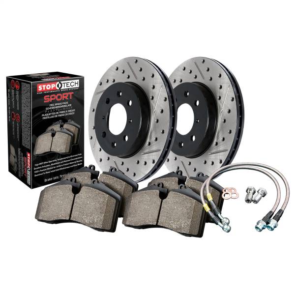 Stoptech - StopTech Sport Axle Pack; Slotted and Drilled; Rear Brake Kit with Brake lines