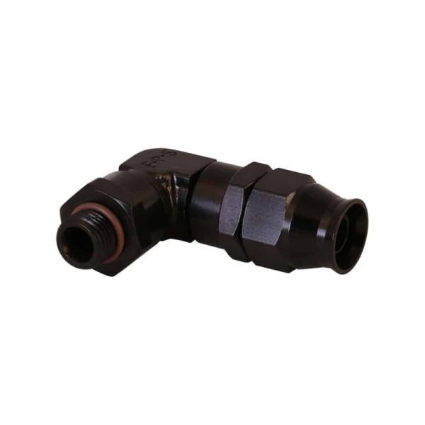 Aeromotive - Aeromotive PTFE Hose End - AN-06 to AN-08 Hose - 90 Deg - Black Anodized - 15736