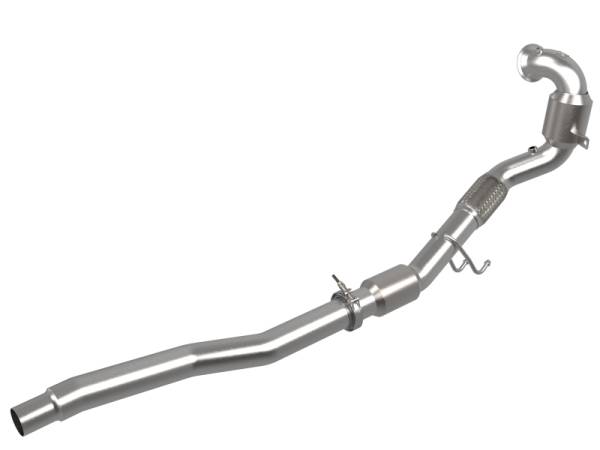 aFe - aFe Power Twisted Steel Down Pipe 3in 304 Stainless Steel w/ Cat 15-18 VW Golf R MKVII L4-2.0L (t) - 48-36411-1YC