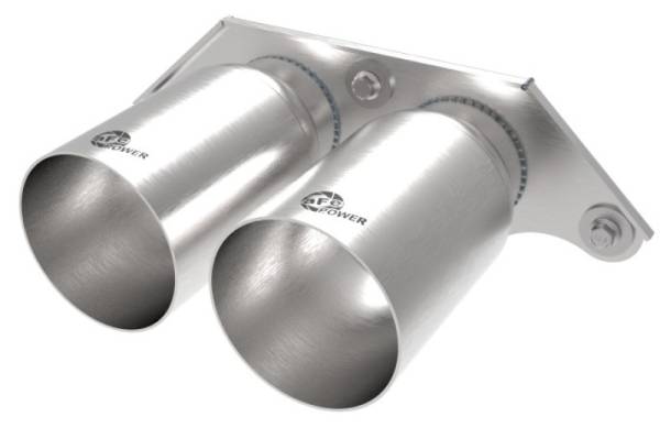 aFe - aFe Power Mach Force Xp 4in 304 SS Bolt-On Exhaust Tips Brushed 14-19 Porsche 911 GT3 3.8L/4.0L - 49C36435-H