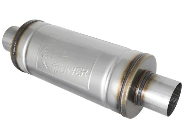 aFe - aFe MACH Force-Xp 409 SS Muffler 2-1/2in Center/Center 14in L X 6in Dia - Round Body - 49M00007