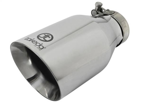 aFe - aFe Takeda 304 Stainless Steel Clamp-On Exhaust Tip 2.5in. Inlet / 4.5in. Outlet / 9in. L - Polished - 49T25454-P09