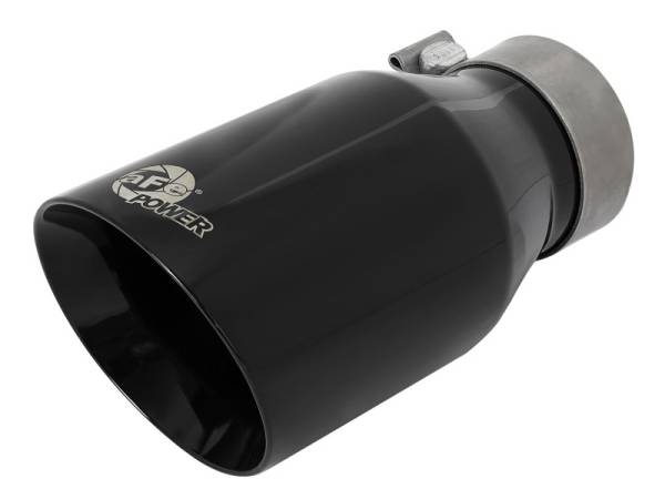 aFe - aFe MACH Force-Xp Univ 304 SS Double-Wall Clamp-On Exhaust Tip - Black - 3in Inlet - 4.5in Outlet - 49T30454-B092