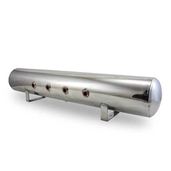Air Lift - Air Lift 5 Gal Alum Air Tank - (4) 3/8in Face Ports & 1/4in Drain Port - 36in L X 6in D - Polished - 12956