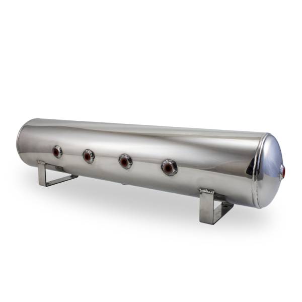 Air Lift - Air Lift 4 Gal Alum Tank - (4) 1/4in Face (2) 3/8in Ports & 1/4in Drain - 30in L X 6in D - Polished - 12957