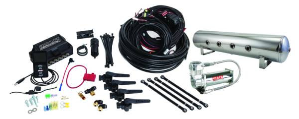 Air Lift - Air Lift Performance 3H (1/4 Air Line 4 Gal 7-Port  Polished Aluminum Tank VIAIR 444C Comp) - 27794
