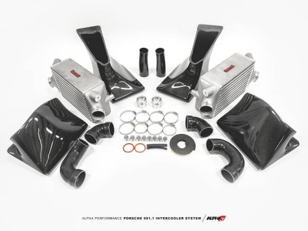 AMS - AMS Performance 13-15 Porsche 911 Turbo/Turbo S (991.1) Alpha Intercooler Kit w/Carbon Fiber Shrouds - ALP.23.09.0001-1