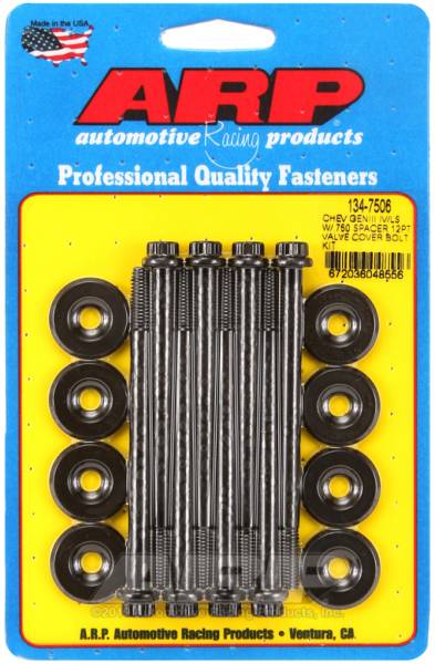 ARP - ARP Small Block Chevy GENIII/IV LS Series .750 Spacer 12pt Valve Cover Bolt Kit - Black - 134-7506