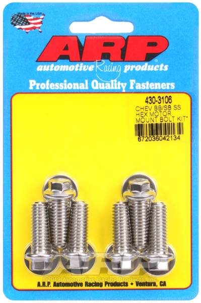 ARP - ARP Chevy Hex Motor Mount Bolt Kit w/ energy suspension Mounts - 430-3106