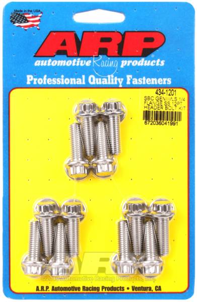 ARP - ARP Chevy SBC/GenIII LS 1/4in Flange SS 12pt Header Bolt Kit - 434-1201
