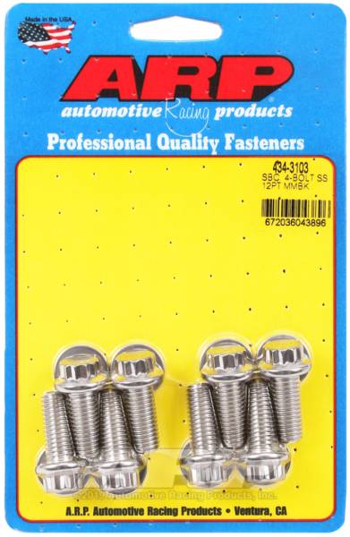 ARP - ARP SB Chevy 4-Bolt SS 12pt Motor Mount Bolt Kit - 434-3103