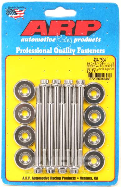 ARP - ARP SB Chevrolet Gen III/IV LS Series w/ 0.375 Spacer SS 12pt Valve Cover Bolt Kit - 434-7504