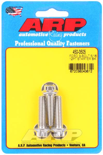 ARP - ARP Ford SS 3-Bolt 5/16in 12pt Starter Bolt Kit - 450-3505