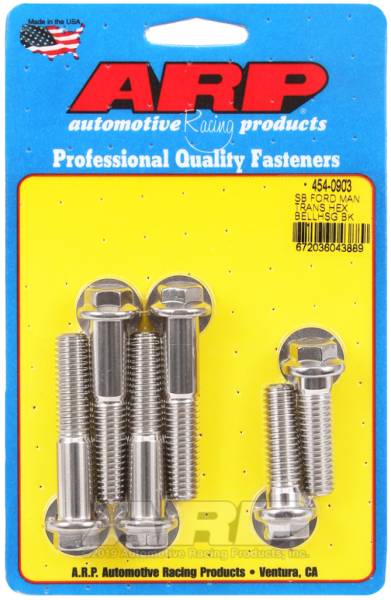 ARP - ARP Small Block Ford Manual Transmission Hex Bellhousing Bolt Kit - Polished Stainless Steel - 454-0903