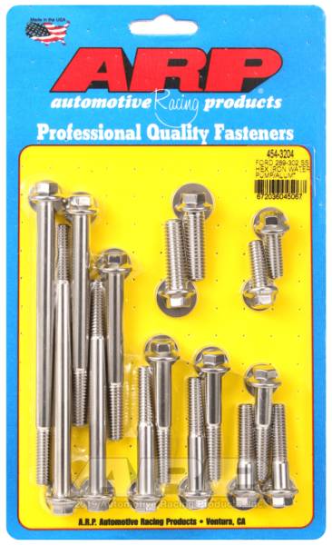 ARP - ARP Ford 289-302 SS Hex Iron Water Pump and Front Cover Bolt Kit - 454-3204