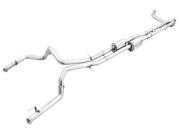 AWE Tuning - AWE Tuning 22-23 GMC Sierra 1500 AT4X 6.2L 0FG Catback Split Dual (Flat Bumper) - Bashguard(No Tips) - 3015-31972