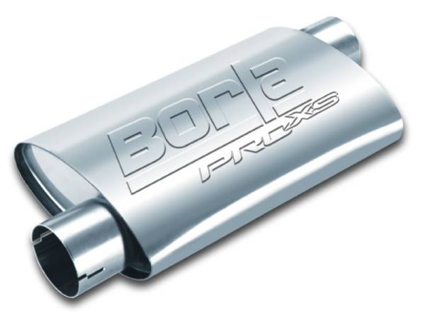 Borla - Borla Universal Pro-XS Muffler Oval 2.5in Inlet/Outlet Offset/Offset Notched Muffler - 400490