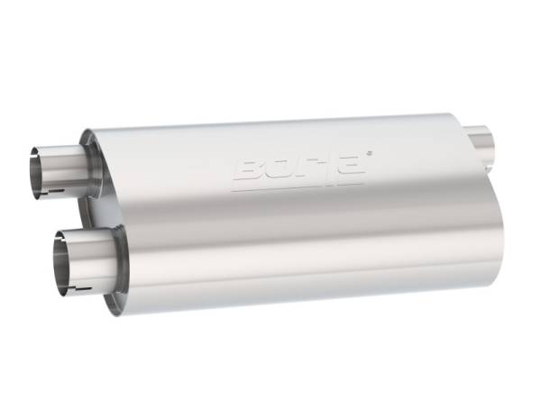 Borla - Borla Universal Pro-XS Muffler Oval 3in Inlet/ 2.5in Dual Outlet Transverse Flow Notched Muffler - 400499