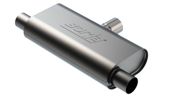 Borla - Borla T- Flow Universal Muffler - 2.5in Single Inlet/2.5in Dual Outlet 24in OAL 4.25x9.10x18in Body - 60714