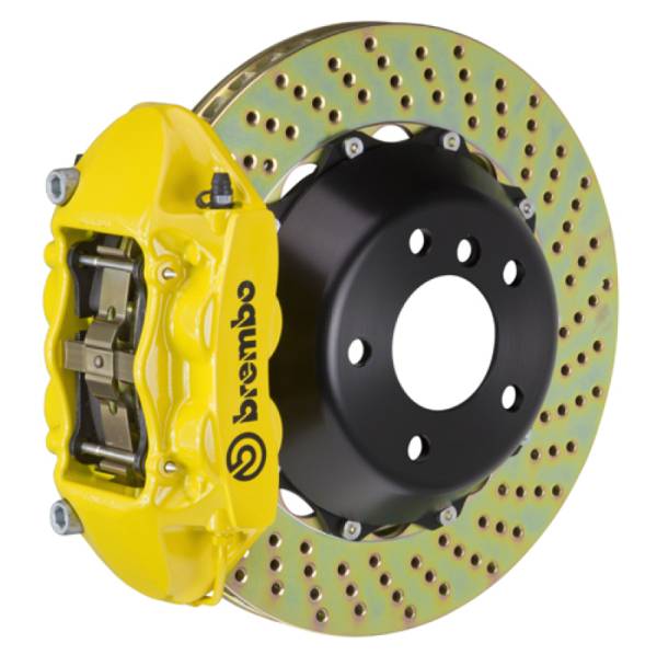 Brembo - Brembo 97-04 Corvette C5 Rear GT BBK 4 Piston Cast 345x28 2pc Rotor Drilled- Yellow - 2P1.8012A5