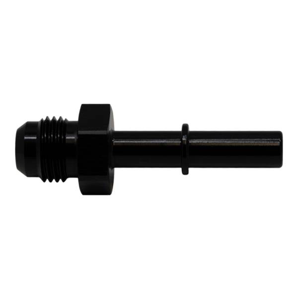 DeatschWerks - DeatschWerks 6AN Male Flare to 5/16in Male EFI Quick Connect Adapter - Anodized Matte Black - 6-02-0112-B