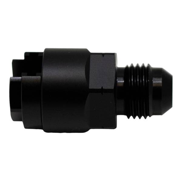 DeatschWerks - DeatschWerks 6AN Male Flare to 1/4in Female EFI Quick Connect Adapter - Anodized Matte Black - 6-02-0120-B