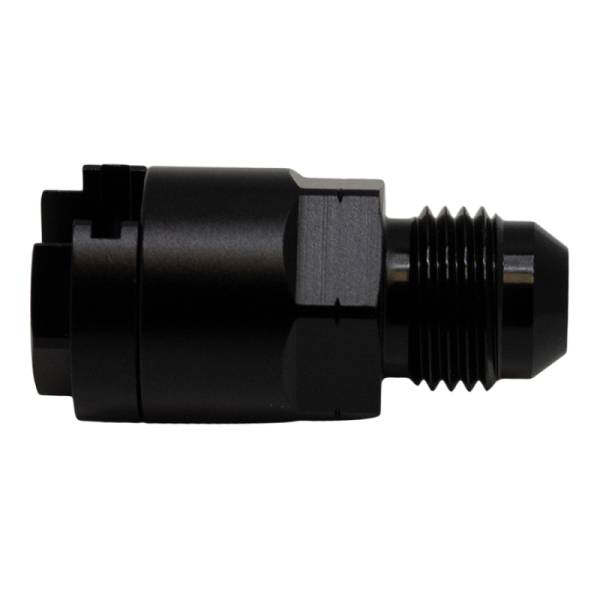 DeatschWerks - DeatschWerks 6AN Male Flare to 5/16in Female EFI Quick Connect Adapter - Anodized Matte Black - 6-02-0121-B