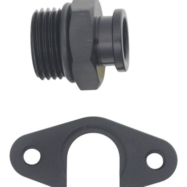 DeatschWerks - DeatschWerks 8AN ORB to Polaris RZR Turbo OE Regulator Adapter - Anodized Matte Black - 6-02-0140-B