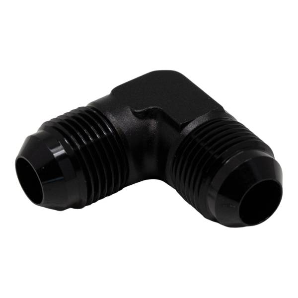 DeatschWerks - DeatschWerks 8AN Male Flare to 8AN Male Flare 90-Degree Fitting - Anodized Matte Black - 6-02-0208-B